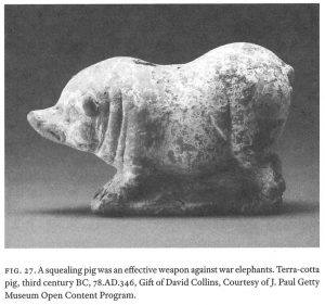 Fig. 27. A squealing pig was an effective weapon against war elephants. Terra-cotta pig, third century BC, 78.AD.346, Gift of David Collins, Courtesy of J. Paul Getty Museum Open Content Program.