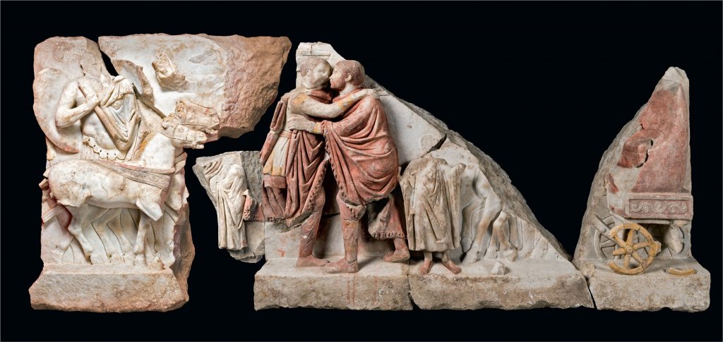 Relief block with embracing emperors